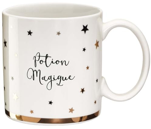 DRAEGER PARIS - Mug en Porcelaine Fine - Black & Gold - Potion magique - Ami, Collègue, Famille, Anniversaire - Humour, Fun - 350 ml - Avec Boîte Cadeau
