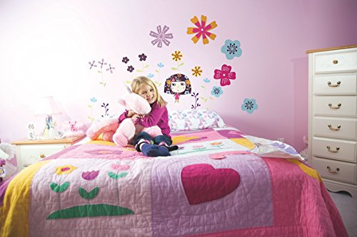 Komar Deco-Sticker FLOWERINE | 50 x 70 cm | Wandtattoo, Wandbild, Wandsticker, Wandaufkleber, Walltattoo, Blumen, Mädchen, Cartoon, Blüten, Foral | 17002h