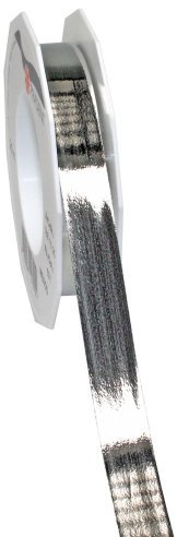 Präsent C.E. Pattberg Mexico Geschenkband metallic Silber, 25 m Ringelband zum Einpacken von Geschenken, 15 mm Breite, Zubehör zum Dekorieren & Basteln, Dekoband, Anlass