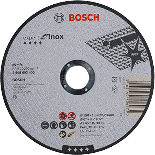 Bosch 1x PRO Stainless Steel and Metal Longlife Thin Trennscheibe für kleine Winkelschleifer und 22,23 mm Bohrung (für Stahl, Edelstahl, Ø 150 mm, Professional Zubehör Kleiner Winkelschleifer)