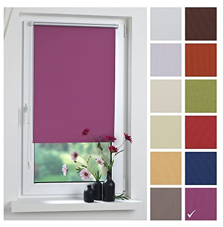 Liedeco® Rollo Klemmfix Thermobeschichtet - 75 x 150 cm Fuchsia (Breite x Höhe) / lichtundurchlässig Blickdicht verdunkelnd stufenlos verstellbar/leichte Innen-Montage ohne Bohren mit Klemmträger