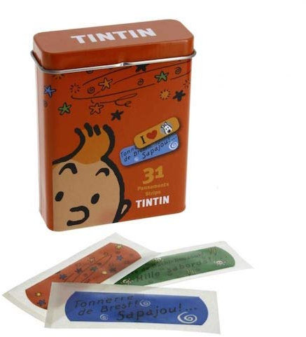 Moulinsart Tintin cartoleria 16015 Orange Metal Box with Tintin plasters