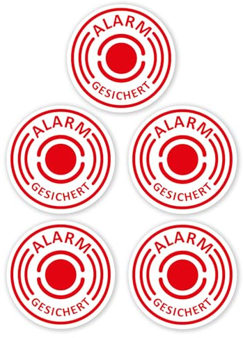 iSecur 5x Alarm Aufkleber Ø 4 cm weiß wetterfest selbstklebend - hin436