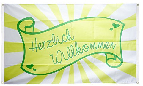 Flaggenfritze® Balkonflagge Herzlich Willkommen Banderole