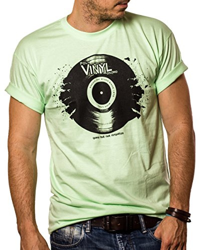MAKAYA Musik T-Shirt mit Schallplatte Vinyl Dj Mint Größe S
