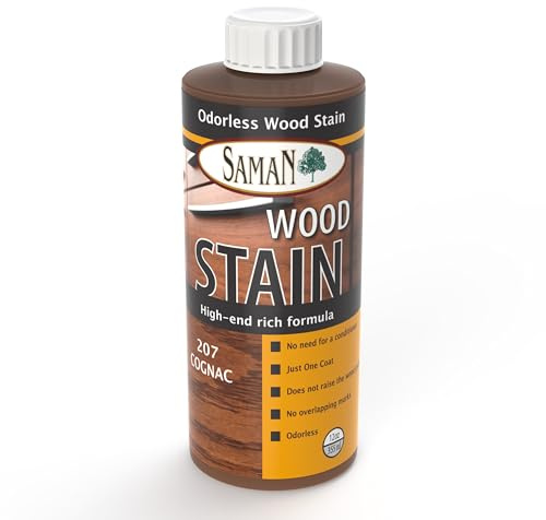 SamaN Interior Water Based Stain for Fine Wood, Cognac, 12 oz
