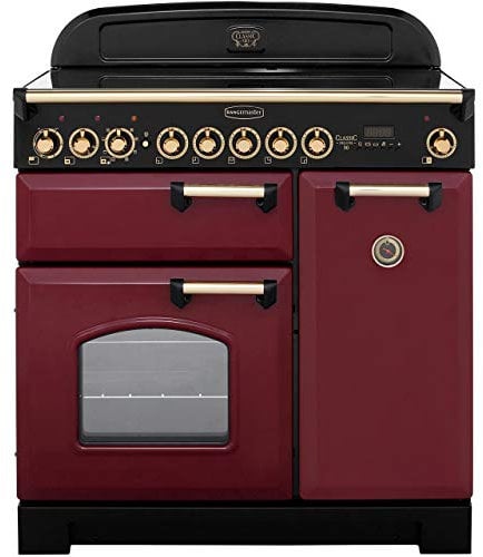 Rangemaster Classic Deluxe 90 Induction Range Cooker - Freestanding - CDL90EICY/B - Cranberry/Brass