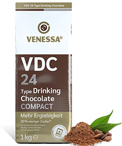 VENESSA VDC 24 Trinkschokolade 1kg, Kakaopulver mit 24% Premium Kakao und Milchanteil für Heißgetränkeautomat, leicht süß, cremig