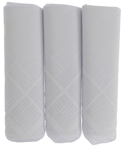 Rjm Accessories 3 Mens White Handkerchiefs White 14 x 14 cm