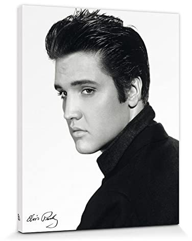 1art1 Elvis Presley Poster Portrait Bilder Leinwand-Bild Auf Keilrahmen | XXL-Wandbild Poster Kunstdruck Als Leinwandbild 50x40 cm