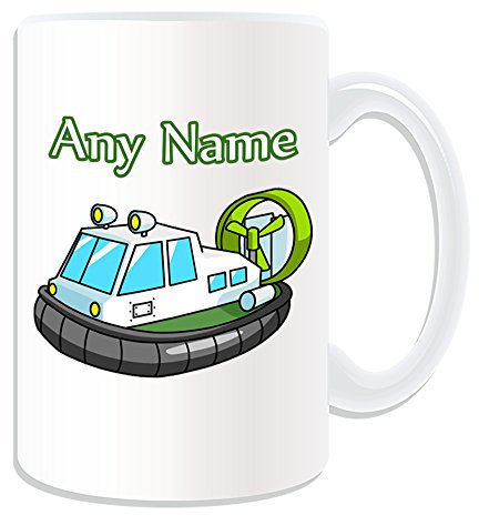 Personalised Gift - Large Hovercraft Mug (Transport Design Theme, White) - Any Name/Message on Your Unique - Boat Motorboat Powerboat Speedboat Air-Cushion Vehicle ACV Craft Driver
