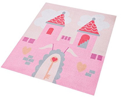 Zala Living Prinzessinnenschloss Kinderteppich, Polyamid, Pink, 100 x 100 x 0,7 cm