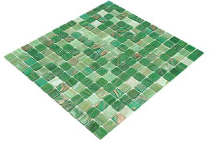 Mosaik Quadrat Goldensilk grün Glas changierend Effekt italienischer Stil Fliesenspiegel, Mosaikstein Format: 20x20x4 mm, Bogengröße: 327x305 mm, 1 Bogen/Matte