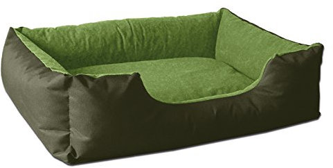 BedDog Hundebett LUPI, Hundekissen mit Abziehbaren Waschbaren Bezug, Hundekorb, Hundesofa, für Kleine Hunde, S, grün-grün