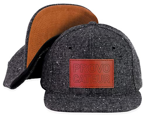 Nebelkind Snapback-Cap-Herren Damen Provocateuer Leder-Patch, Einheitsgröße OneSize, Größenverstellbar, Unisex, hochwertige Basecap trendig, Streetwear Style, Baseball-Kappe mit geradem Schirm, Retro