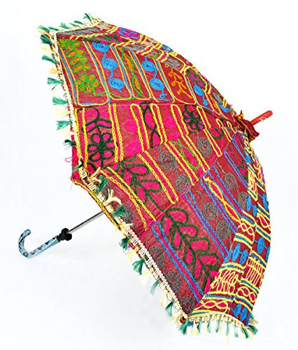 Lalhaveli Sombrilla de verano india para niños, 61 x 71 cm, rojo (Maroon), 61 x 71 Cm