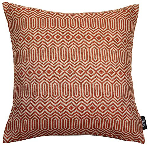 McAlister Textiles Colorado | Kissenbezug für Sofakissen in Terracotta Orange | 43 x 43 cm | Gewobenes geometrisches Jacquard Muster | Ethno-Design Deko Kissenhülle für Sofa, Couch