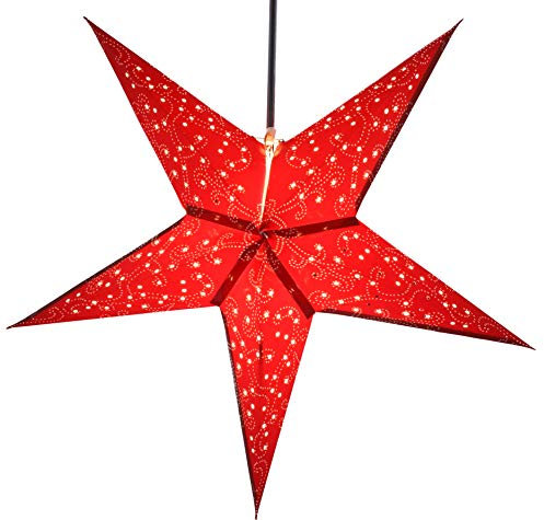GURU SHOP Faltbarer Advents Leucht Papierstern, Weihnachtsstern 60 cm - Tantalos Rot, Papiersterne 60 cm