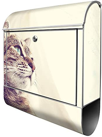 banjado® Design Briefkasten mit Holgerson 38,5x46,5x13cm & 2 Schlüssel - Briefkasten Stahl Silber mit Zeitungsfach pulverbeschichtet - Postkasten A4 Einwurf inkl. Montagematerial