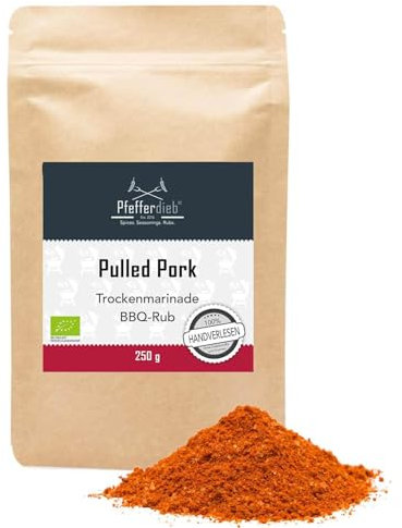 Pulled Pork BBQ Rub | BIO Gewürzmischung Trockenmarinade zum Grillen | Premium Grillgewürz, Marinade für Fleisch, Steak, Pulled Pork | 250g - Pfefferdieb®