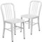 Flash Furniture Juego de 2 sillas de metal, para uso en interiores y exteriores, calidad comercial, color Blanco