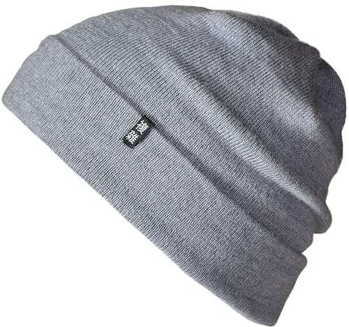 Enter the Complex® Merino Mütze Herren, Beanie Damen, 100% Merino Wolle, Warm und Dünn, Zweilagige Strickmütze, Grau