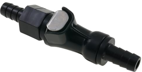 Raccord pour tuyau Essence Noir 8 mm | Fermeture automatique, plastique résistant à l'essence, environ Débit de 4,9 mm, partie mâle et femelle, tuyau de 8 mm