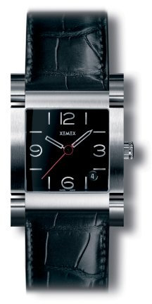 XEMEX Swiss Watch Herren Uhr Lederarmband Schnalle Wasserfest 30 Meter Tiefe Saphirglas Schwarz Edelstahlgehäuse 33 mm 1 mm Klassisch Quarz Unisex Avenue Quarter Ref. 2805.04