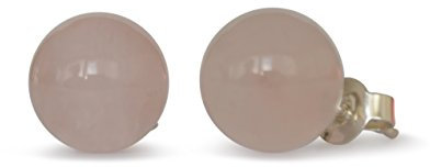 Rosenquarz Ohrstecker, 8 mm Rund, mit 925 Sterling Silberfassung – Natürlicher Schmuck