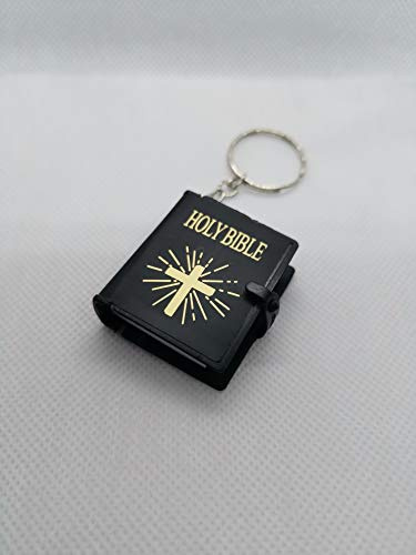 GEO-VERSAND Mini Holy Bible Text Print Pendant Bible Keychain Doll House Miniature Key Tags Mitnehm Bible Firmung (Confirmation Communion Gift