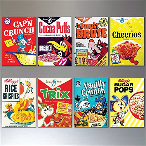 Vintage Cereal Box Fridge Magnets set of 8 large Retro Reproduction Magnets No.2