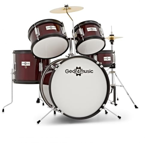 5-teiliges Junior-Schlagzeug von Gear4music weinrot