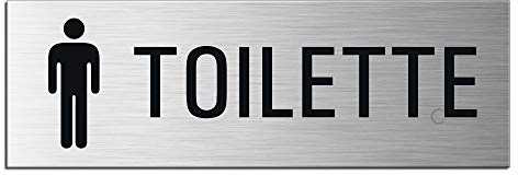 Schild Toilette Herren 240 x 80 mm Türschild aus Aluminium gebürstet Edelstahloptik selbstklebend 25065-S