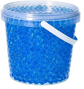 trendfinding 1 Liter Eimer aus Kunststoff mit Deckel Deko Hydro Wasser Perlen Kugeln künstliche Blumenerde Aquaperls Aqualinos zum Dekorieren Ø 0,8 bis 1,2 cm (Blau_SM)