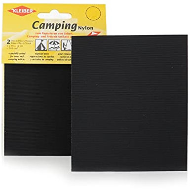 Kleiber Canvas Style Self-Adhesive Waterproof Nylon Repair 2 Patches (10cmx12cm each) -Black, 12 x 10 centimeters
