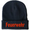 Wolfszeit Strickmütze Bestickt mit Feuerwehr (Blau)