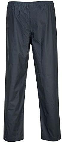 Portwest S451 Sealtex Classic Trousers Waterproof Generous Fit Button Front | Navy, Small, EN 343 Class 4:1, CE Certified, UPF 50+, PU Coated, Fully Elasticated Waistband, Stud Adjustable Hems, Durable