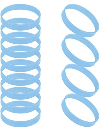 GOGO 12 Pezzi di Braccialetti di Gomma per Bambino, Braccialetti in Silicone, Accessori per Feste, Braccialetto Elastico Multicolore - Cambridgeblue
