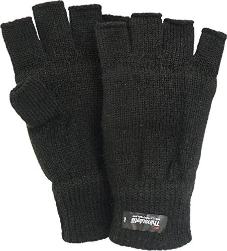 Harrys-Collection Halbfinger Handschuh mit Thinsulate Futter in 2 Farben, Farben:schwarz, Handschuhgröße:M/L