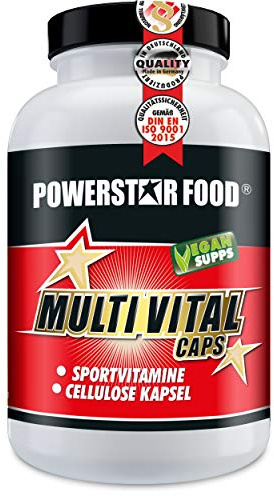 Powerstar MULTI VITAMIN KAPSELN hochdosiert - Vitamin A B C D E Komplex | Für Gesundheit Zellschutz und Leistung - rein pflanzliche Kapselhülle - Made in Germany - Multivitamin Kapseln