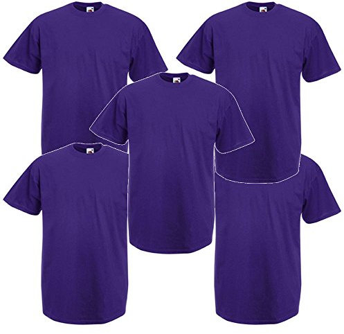 Fruit of the Loom Valueweight Tee-5 Pack Maglietta, Viola (Viola 0_Viola (Viola), L (Pacco da 5) Uomo