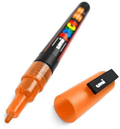 Posca PC-3ML Lot de 3 marqueurs à peinture pailletée Orange