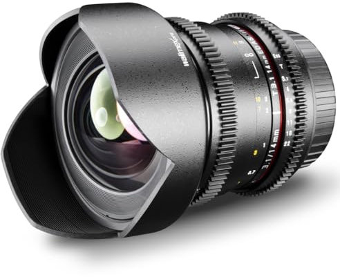 Walimex Pro - Objetivo con Parasol (14 mm, 1:3,1) para Montura de cámaras réflex Nikon