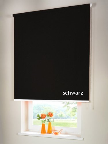 Verdunkelungsrollo Seitenzugrollo Kettenzugrollo Rollo Verdunkelung 180 x 220 cm / 180x220 cm schwarz - Bedienseite rechts