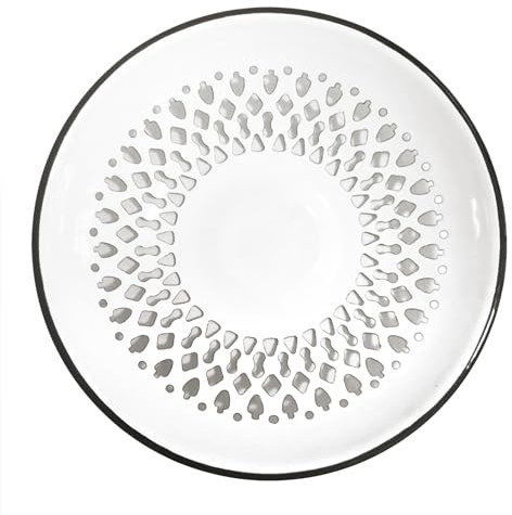 Vintage Look Enamel Vented Bread Bowl Plate Rolls Fruit Bowl Enamelware