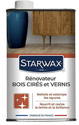 STARWAX Rénovateur bois cirés et vernis pour mobilier intérieur -Nettoie,estompe les rayures et taches - Redonne brillance & Eclat - Nourrit & ravive la teinte d'origine - Fabriqué en France - 500ml