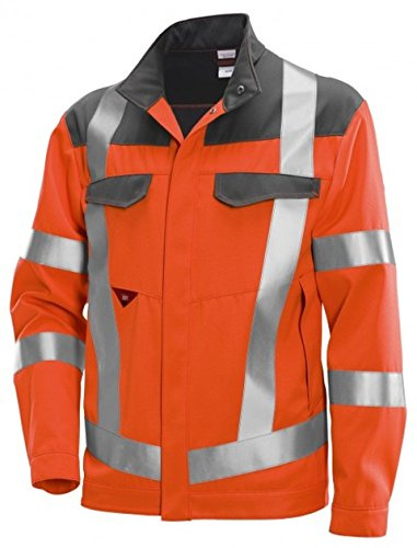 BP 2212-840-8553-48/50l Arbeitsjacke, Stehkragen, verdecktes Druckknopfband, 320,00 g/m² , Warnorange/dunkelgrau, 48/50l