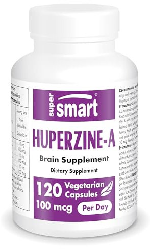 SuperSmart - Huperzine-A - Alkaloid-Extrakt fördert das Gedächtnis und das Lernen - Gehirn-Booster | Nicht GVO & Glutenfrei - 120 vegetarische Kapseln