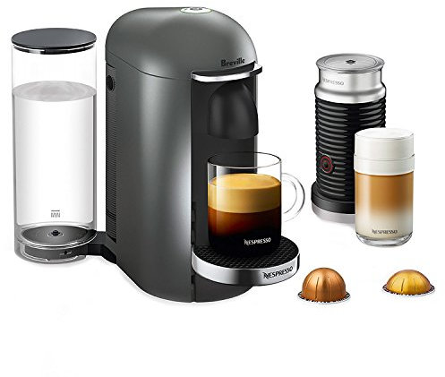 Breville Nespresso Vertuo Plus Deluxe Coffee and Espresso Maker by, Titan with Aeroccino Milk Frother
