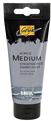 KREUL 85401 - Solo Goya Acrylic Medium, 100 ml Tube, Strukturpaste Granit Silber, pastose Spachtelmasse, trocknet seidenmatt und deckend auf